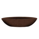Concrete gas fire pit with oval bowl in brown, smooth textured finish and burner opening