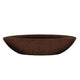 Brown oval concrete gas fire pit bowl with dark burner opening