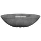 Oval concrete gas fire pit, charcoal gray finish with burner opening
