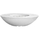 Oval concrete gas fire pit, white finish with burner opening