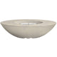 Oval concrete gas fire pit, light beige finish with burner opening