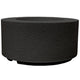 Black cylindrical concrete gas fire pit with round top burner opening.