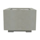 Light gray concrete gas fire pit with square burner opening