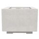 White concrete gas fire pit with square burner opening