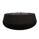 Concrete gas fire bowl in black finish with black lava rocks in the center