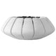 Concrete gas fire bowl with ribbed design and dark lava rocks, white finish.