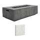 Gray concrete propane gas fire pit with side control door plus matching concrete sample