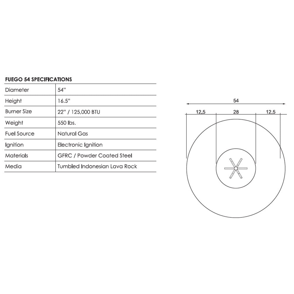 Prism Hardscapes PH-FUEGO54 Fuego Electronic Ignition Concrete Gas Fire Pit, 54-Inch