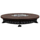 Round concrete gas fire pit with lava rock burner and electronic ignition system, cafe brown top