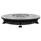Round concrete gas fire pit with lava rock burner and electronic ignition system, light gray top