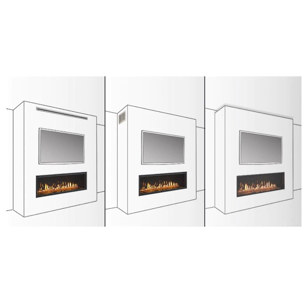 Fireplace heat management kit with rectangular front panel and lower vent window