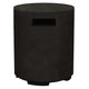 Ebony black concrete propane enclosure with rectangular access opening