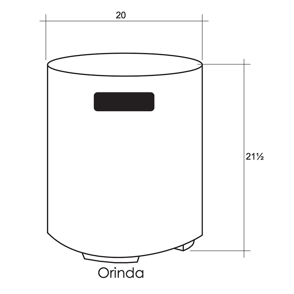 Propane enclosure diagram with dimensions: 20 in width, 21½ in height