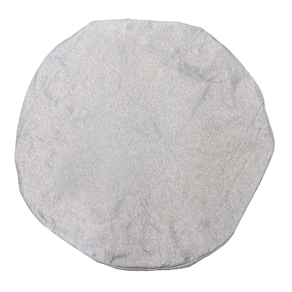Round gray fabric cover for hardscape units