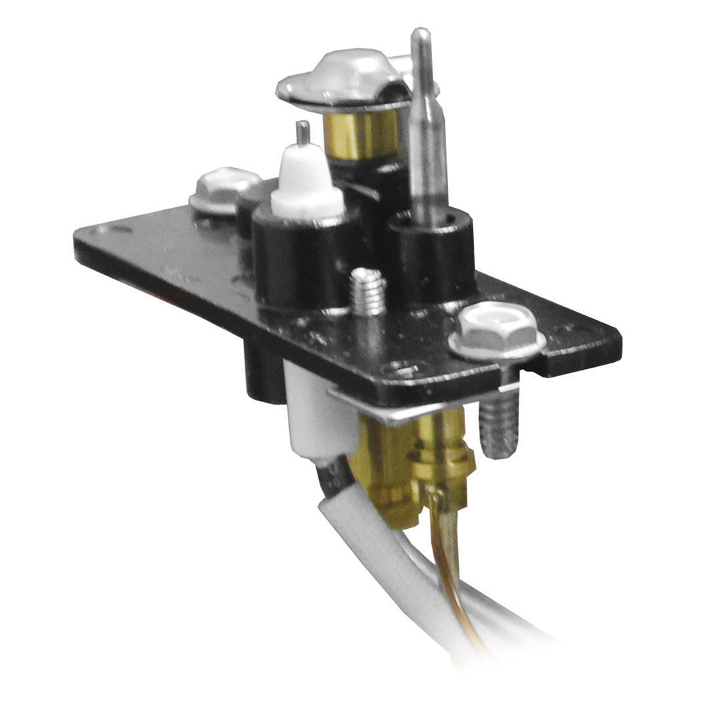 Firegear L Series burner pilot assembly with black base, brass fittings, and metal probe