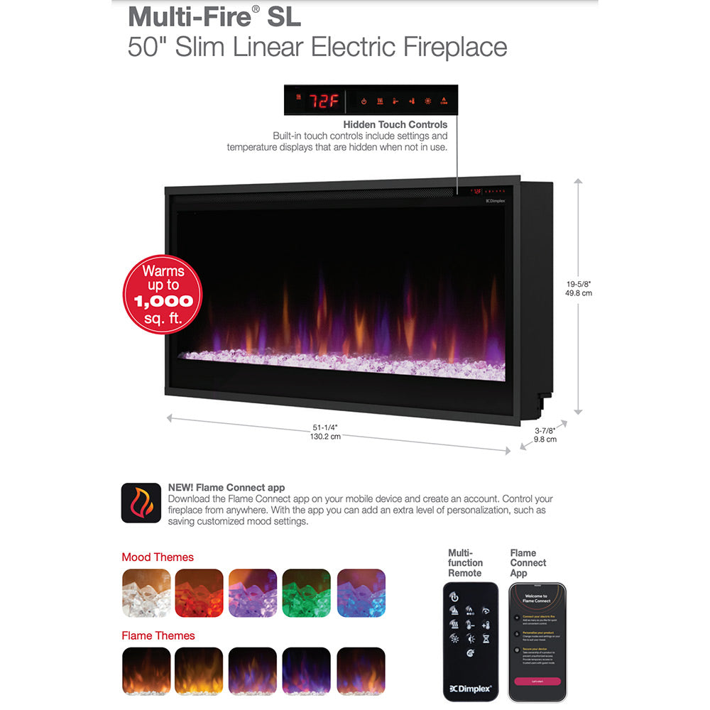 Dimplex Multi-Fire SL Built-In Electric Fireplace, 50-Inch