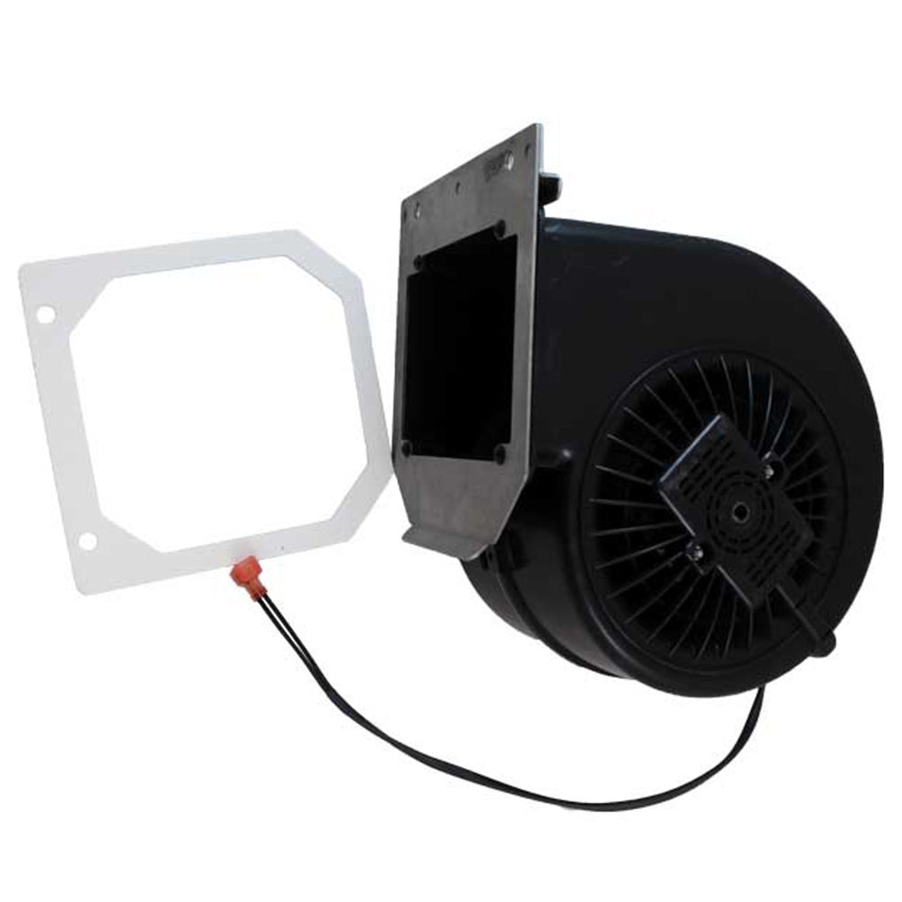Replacement convection blower assembly with black fan, wiring harness, and mounting plate