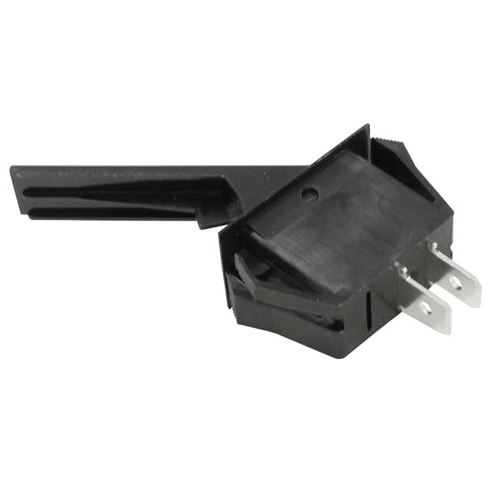 Hopper switch replacement with black actuator lever and two silver electrical tabs