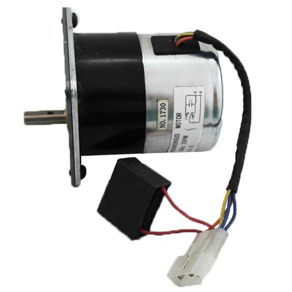 PelPro feed motor assembly with wires and mounting flange, black and silver