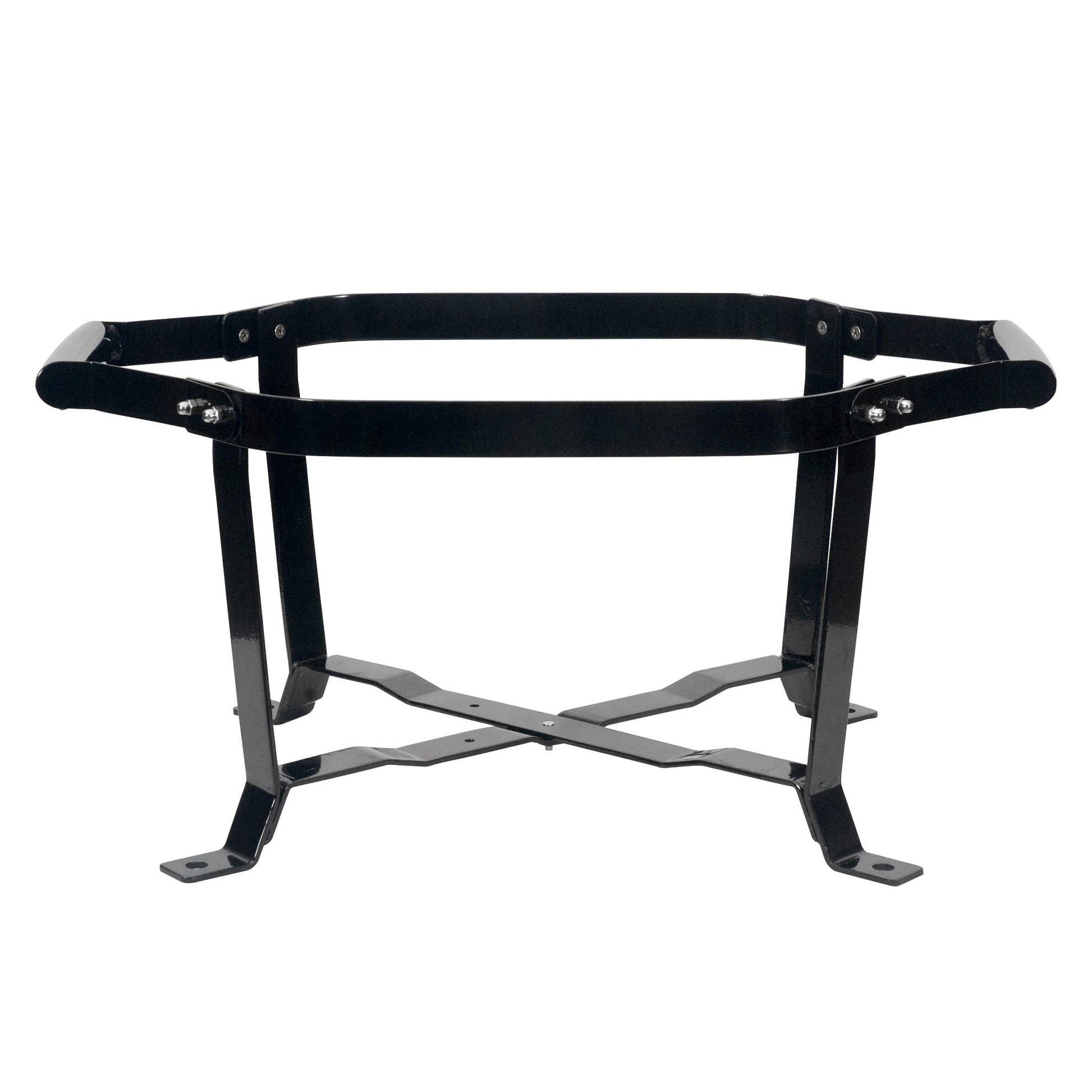 Portable metal cradle for oval ceramic kamado grill, black finish