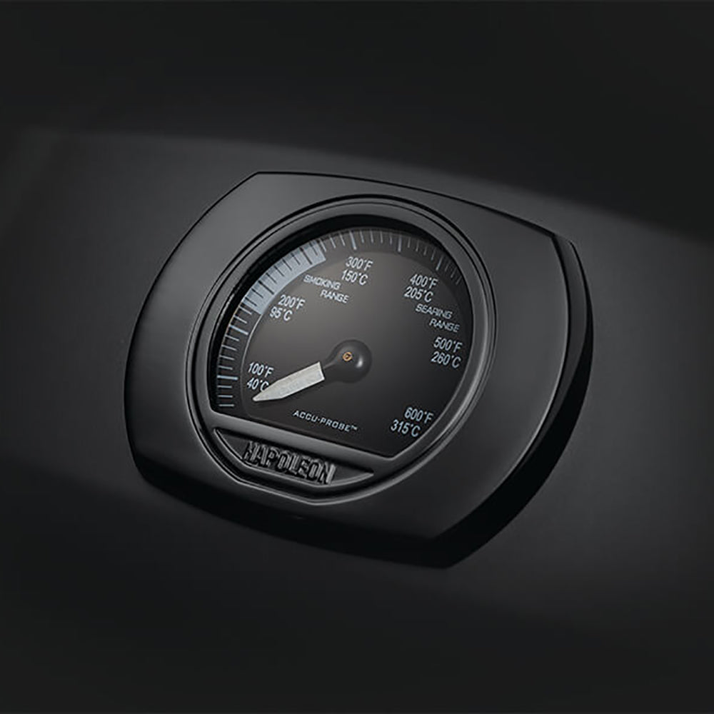 Grill temperature gauge dial with marked heat levels