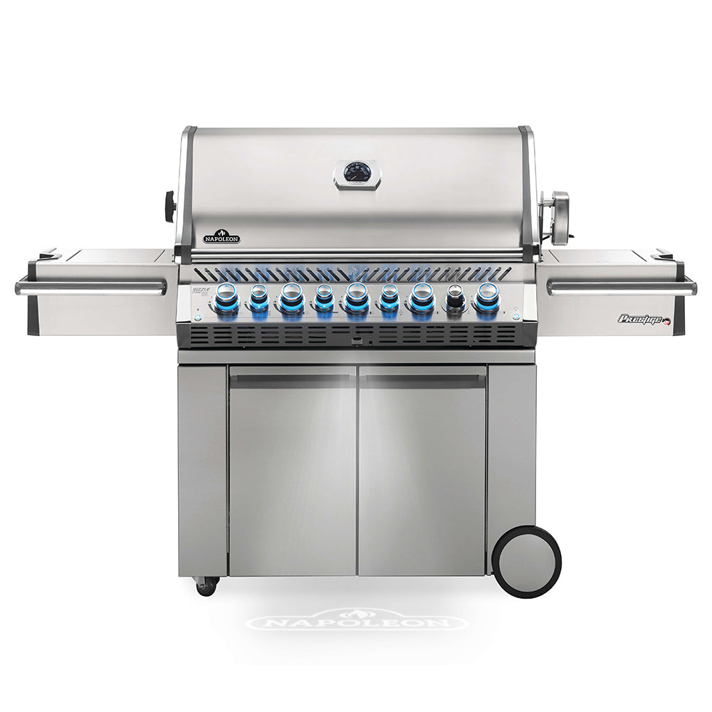 Napoleon PRO665RSIBSS-3 Prestige PRO 665 Gas Grill On Cart with Rotisserie and Side Burner, 36-Inches