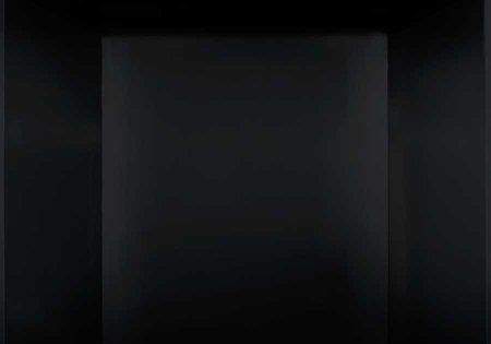 Black reflective radiant fireplace panel, rectangular with smooth finish