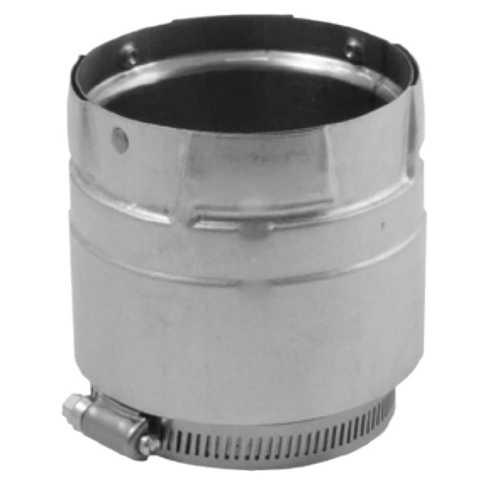 PelletVent Pro quick release adapter, metal sleeve with clamp band and top rim