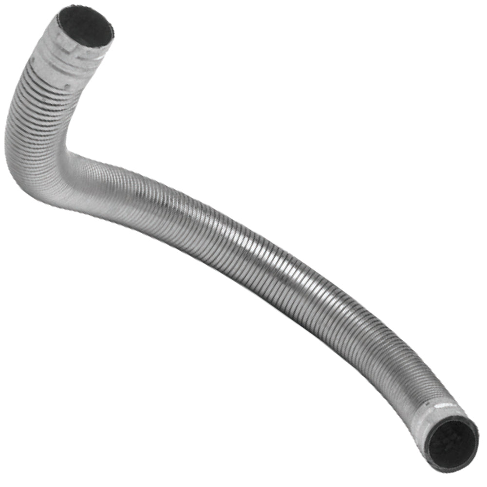PelletVent flex pipe with ribbed silver tubing and dark end openings