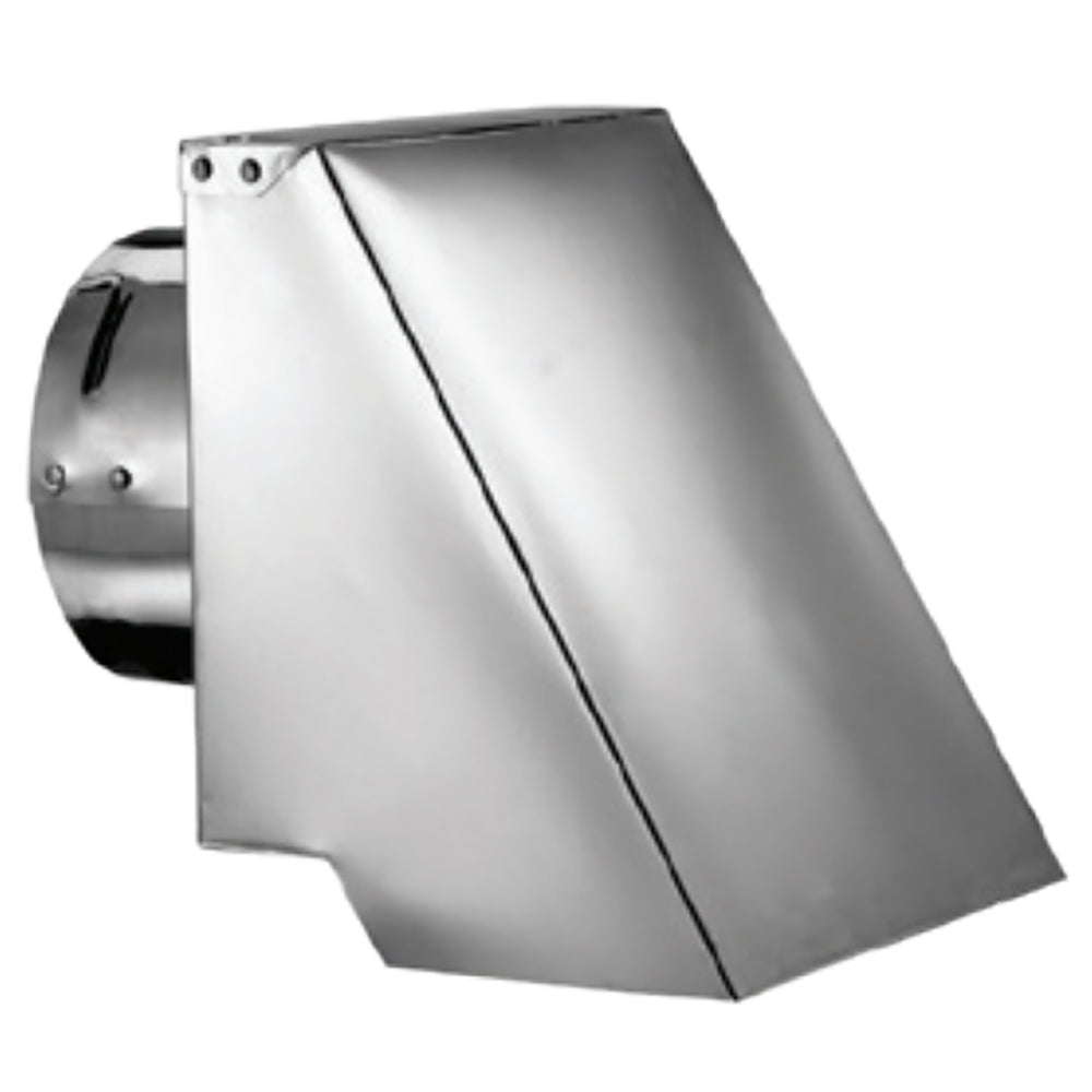 Square horizontal pellet vent cap with metal swivel collar, silver