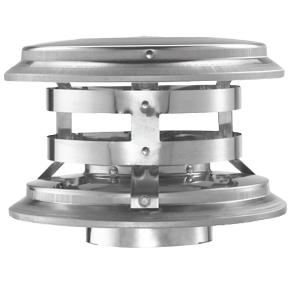 Stainless steel vertical pellet vent cap with top cover and bracket