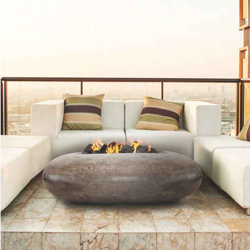 Prism Hardscapes Pebble Concrete Gas Fire Pit, 56x38-Inch