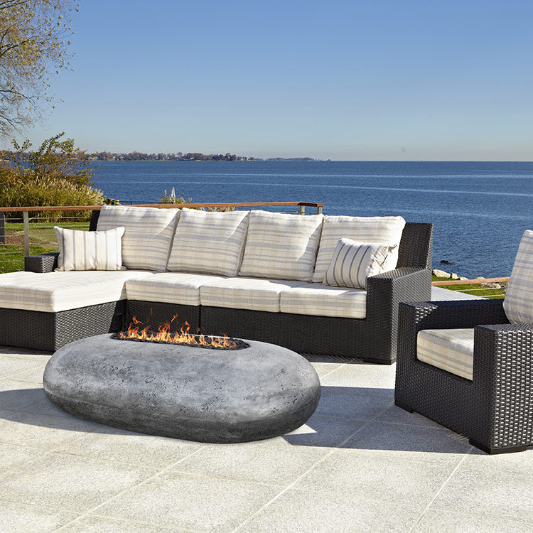 Prism Hardscapes PH-410 Pebble Concrete Gas Fire Pit, 56x38-Inch