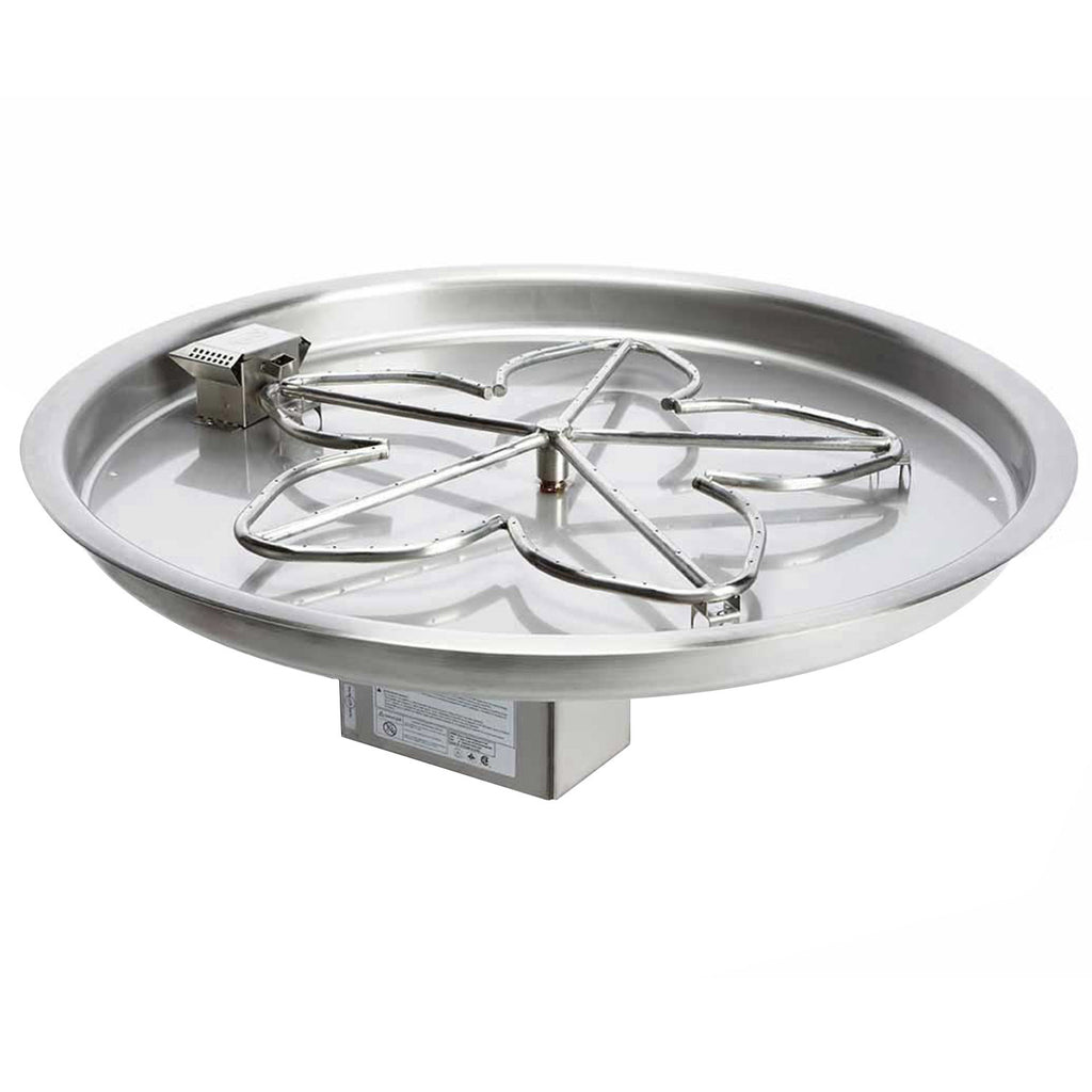 HPC Fire Penta or Round Electronic Ignition Gas Fire Pit Kit with Round Bowl Pan