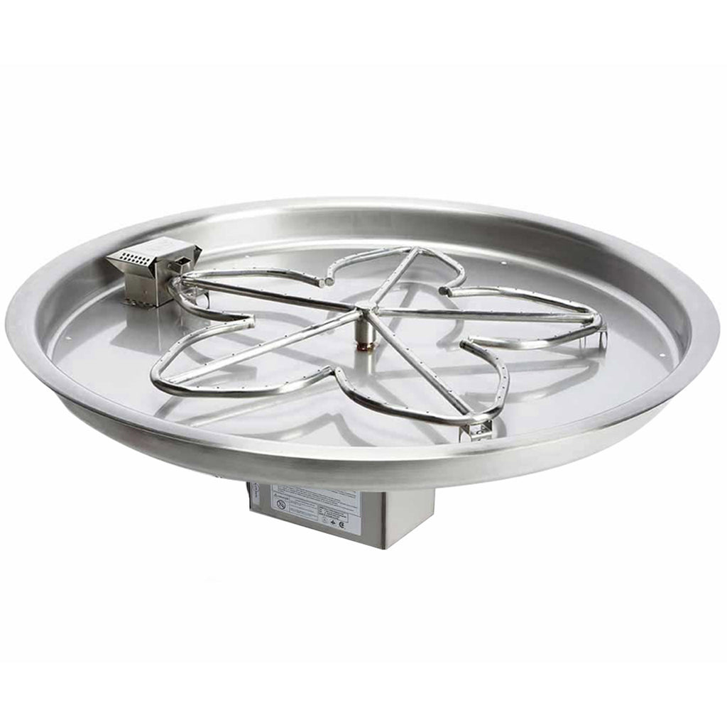 HPC Fire Penta or Round Electronic Ignition Gas Fire Pit Kit with Round Bowl Pan