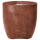 Concrete gas fire pit bowl with terracotta-brown speckled finish and burner opening