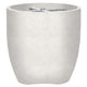 Concrete gas fire pit, round bowl with metal burner assembly, light speckled gray