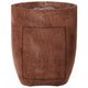 Concrete propane gas fire pit with square front access panel, rust-brown finish