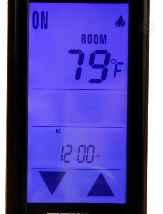 Skytech remote transmitter LCD showing ROOM 69°F and AM time