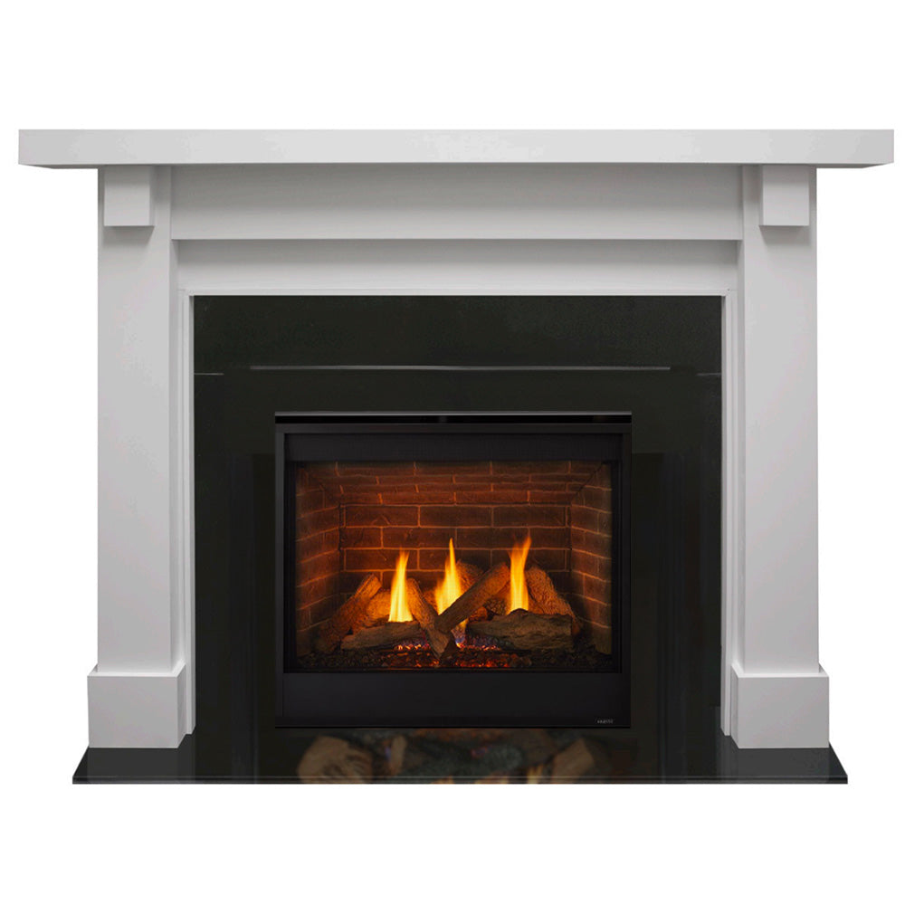 Majestic Quartz Platinum 36-Inch Direct Vent Gas Fireplace with Kenwood Flush Mantel