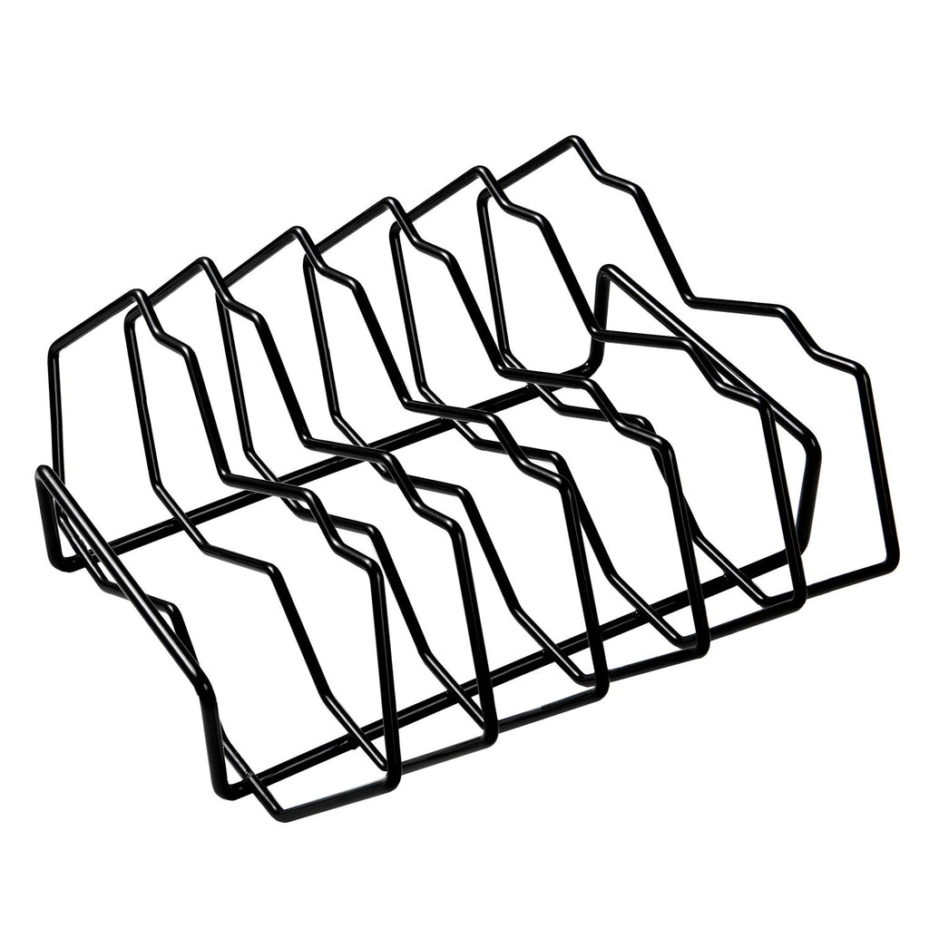 Black metal rib rack with 5 slots, open wire design