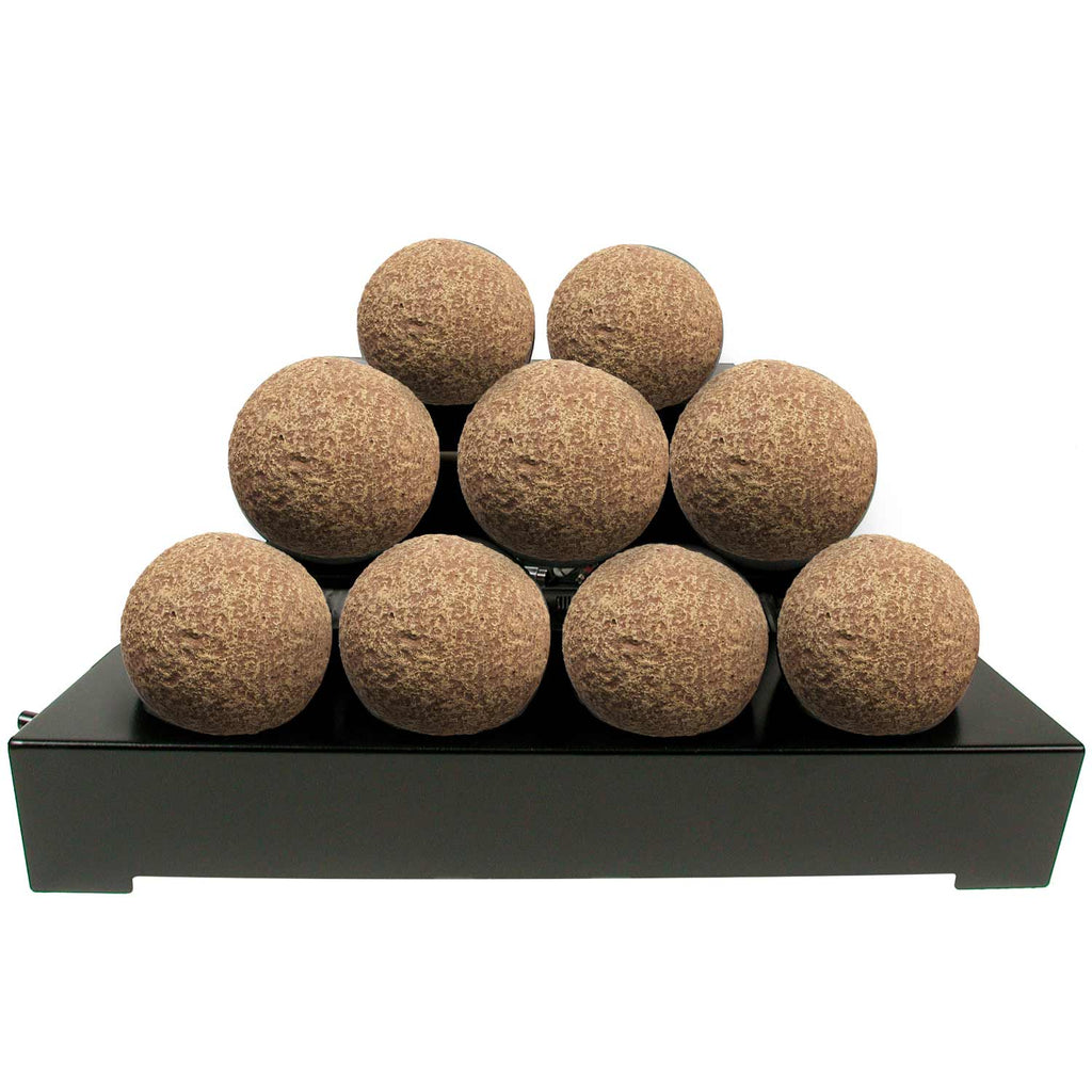 Tan speckled fireballs set on black burner base