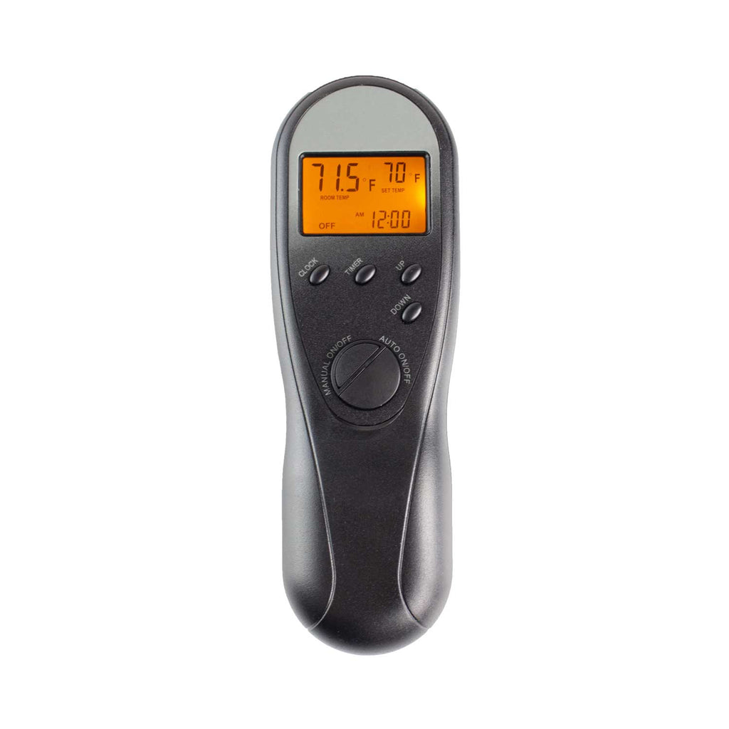 Fireplace remote timer/thermostat with backlit LCD screen and control buttons