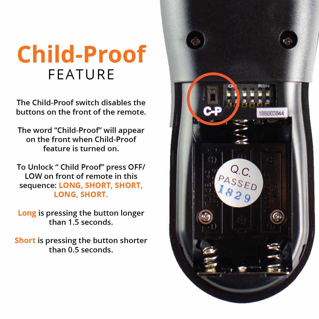 Acumen On/Off Fireplace Remote Control with 9-Foot Wires