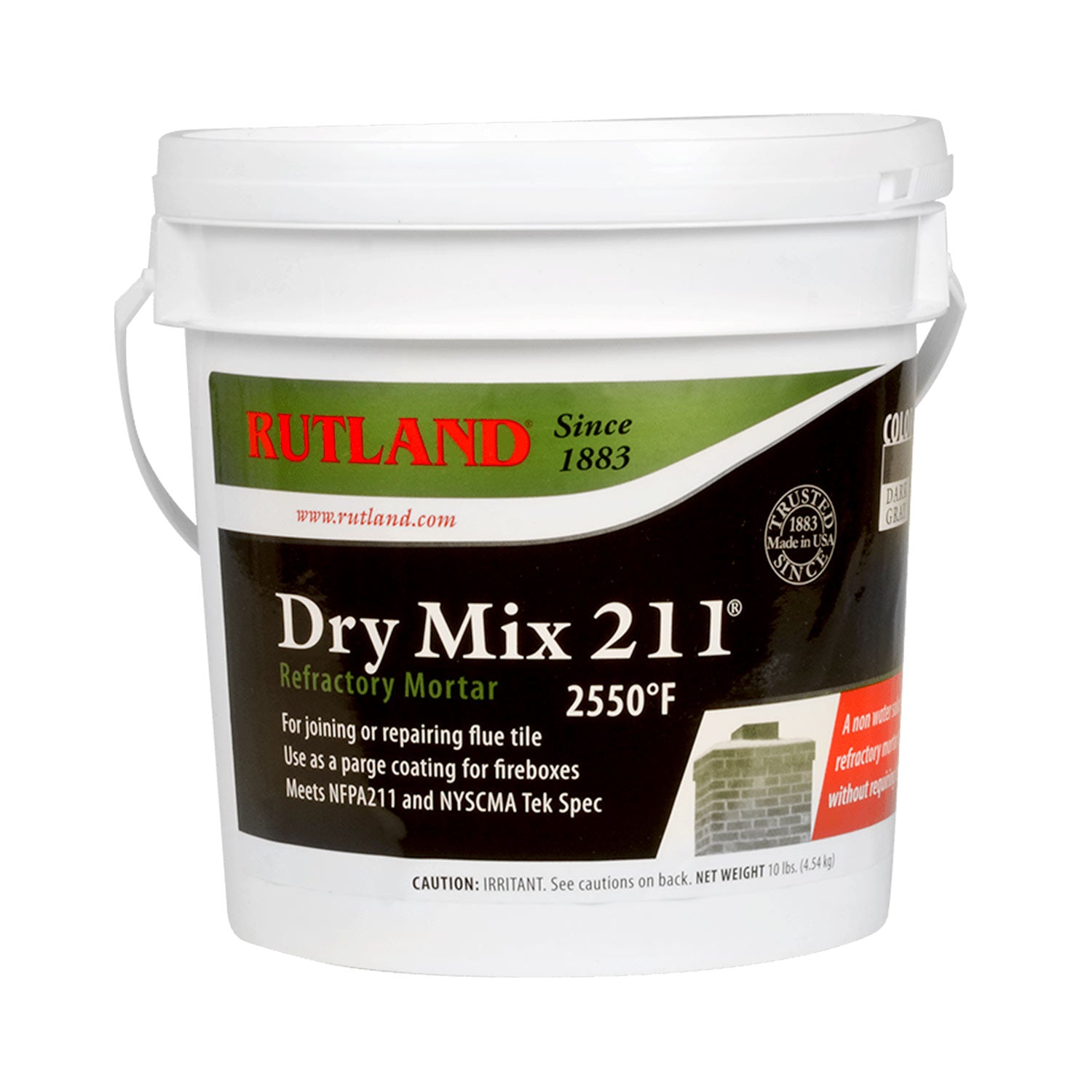 Rutland Dry Mix 211 Refractory Mortar, 10 LB Tub