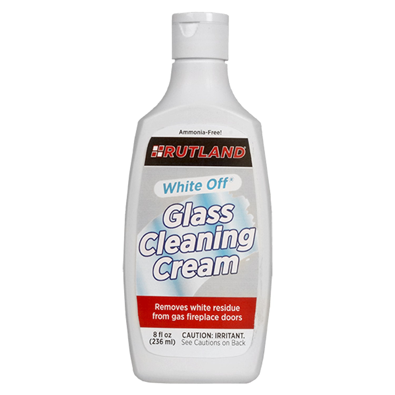 Glass cleaning cream bottle with white plastic and flip-top cap