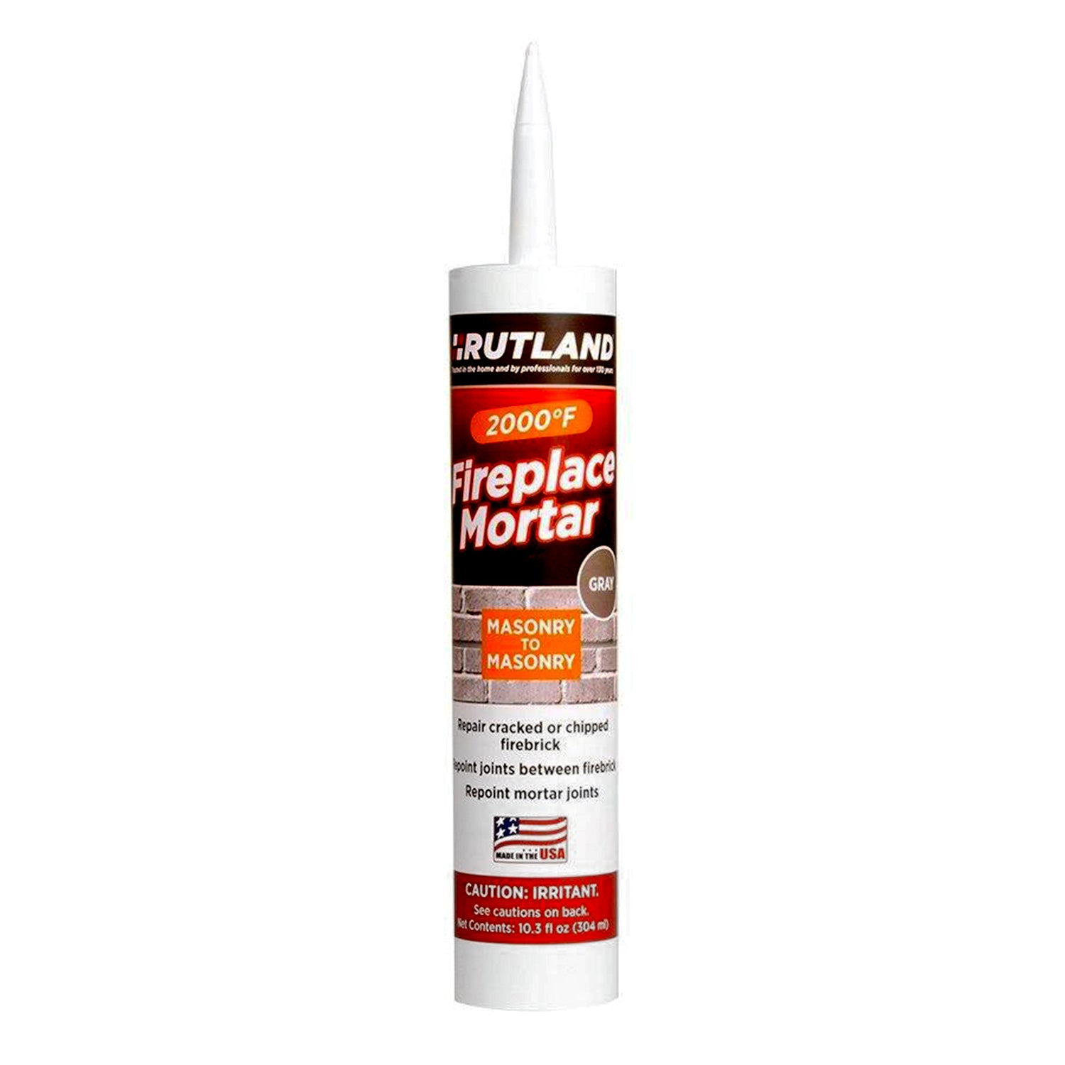 Rutland fireplace mortar caulk tube, gray sealant with nozzle