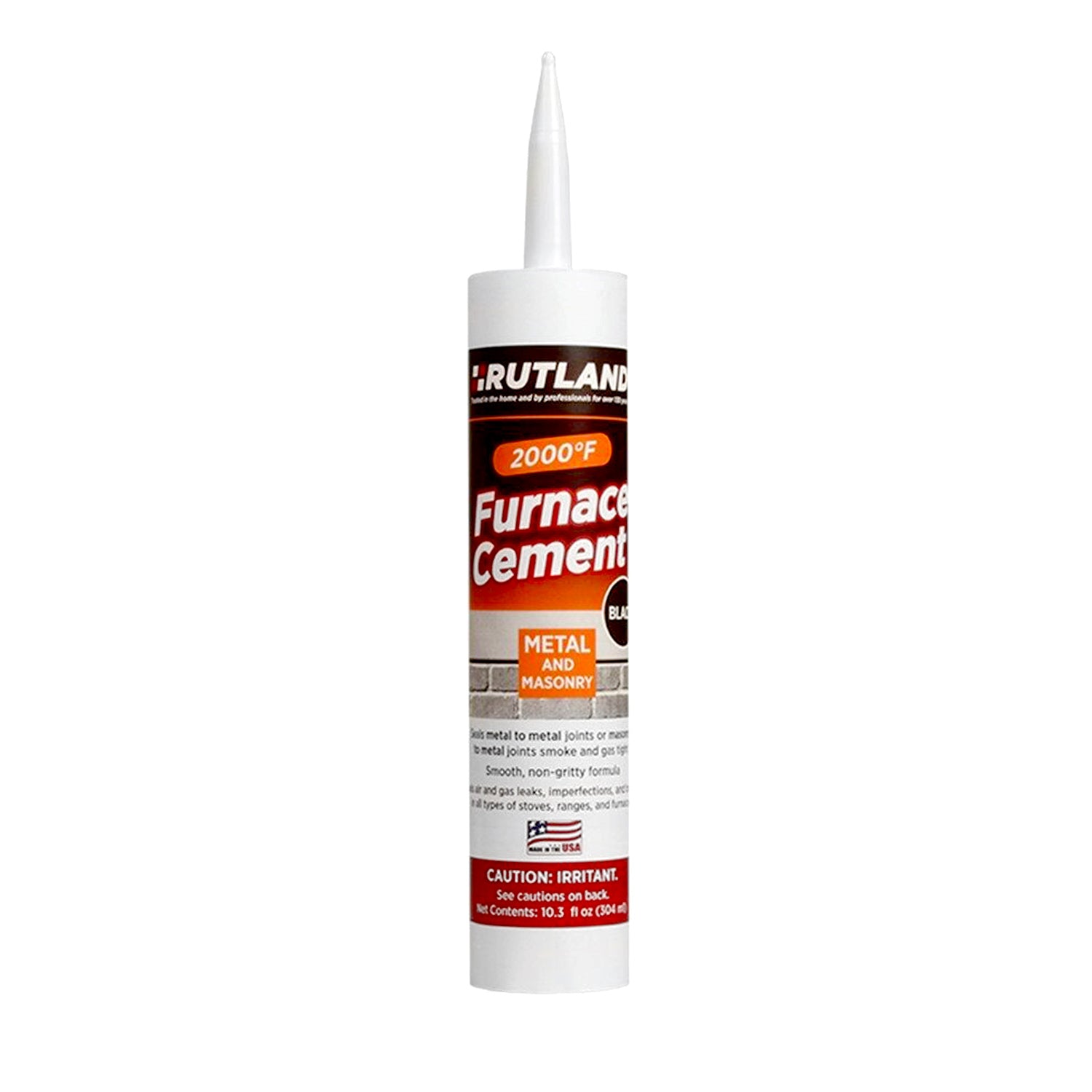 Furnace cement cartridge with pointed nozzle and red label