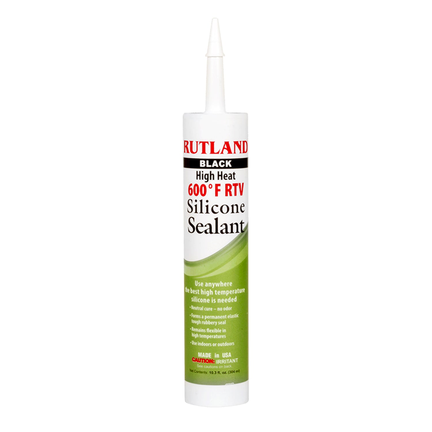 Black RTV silicone sealant cartridge with nozzle, high-heat 600°F