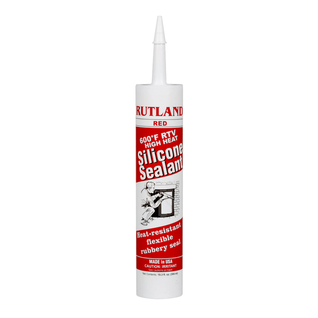 Rutland red RTV silicone sealant cartridge with pointed dispensing nozzle